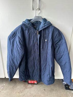 Brixton men's Navy Quilted Hooded Jacket